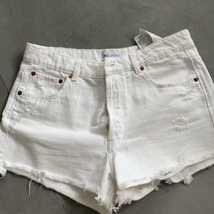 Zara white jean shorts